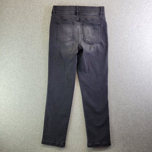 Spanx Jeans Womens SP Black Straight Leg Mid Rise Pull On Slimming Whiskered - Picture 3 of 15